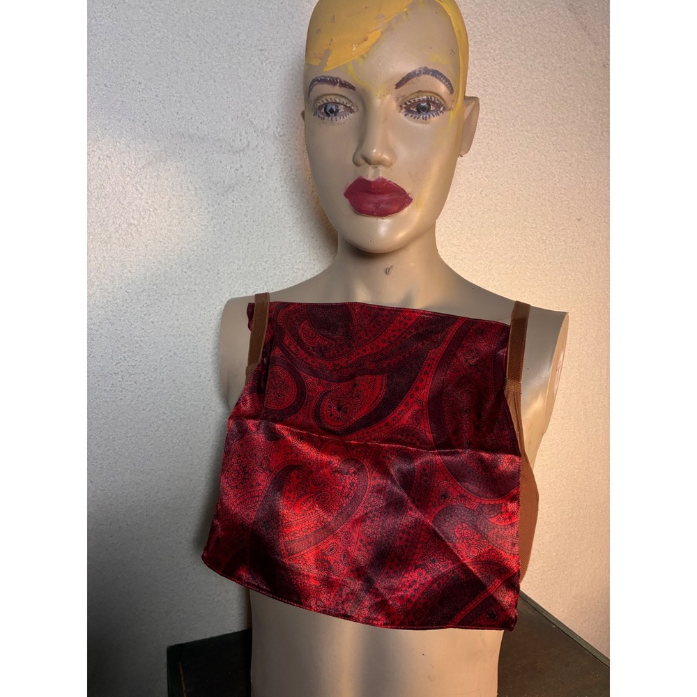 Unbranded Paisley Square Scarf Women OS Red Black Excellent Silky Bandana Top